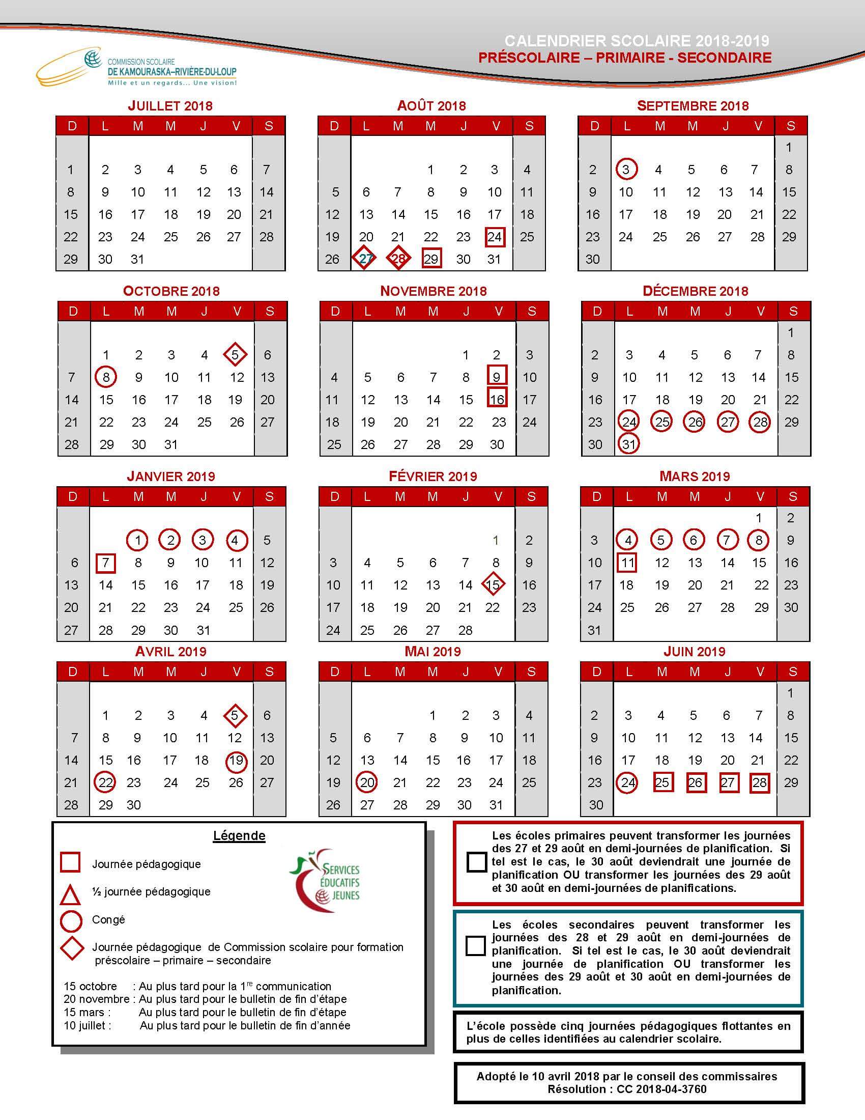 Calendrier Scolaire 2023 Loup Calendriers Scolaires - Centre De Services Scolaire De  Kamouraska-Rivière-Du-Loup
